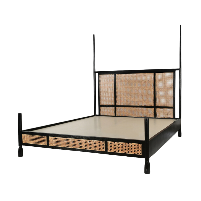 Noirra Cane Teak Wood Poster Bed