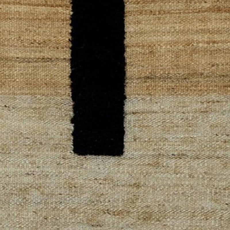 Hemp & Wool Hand knotted Carpet_Linear Natural & Black