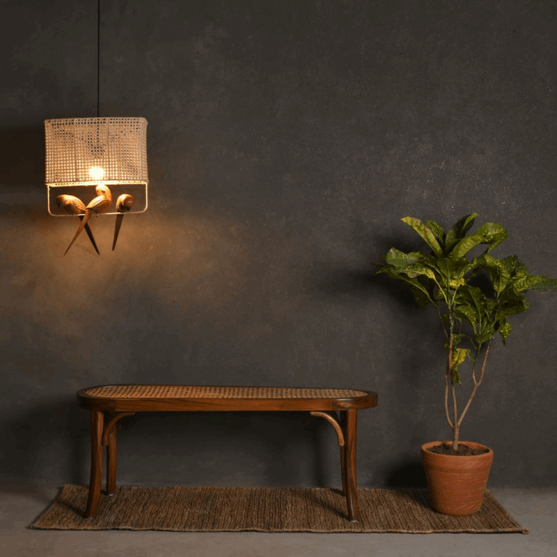 Asolo Teakwood Rattan Bench Teak Wood