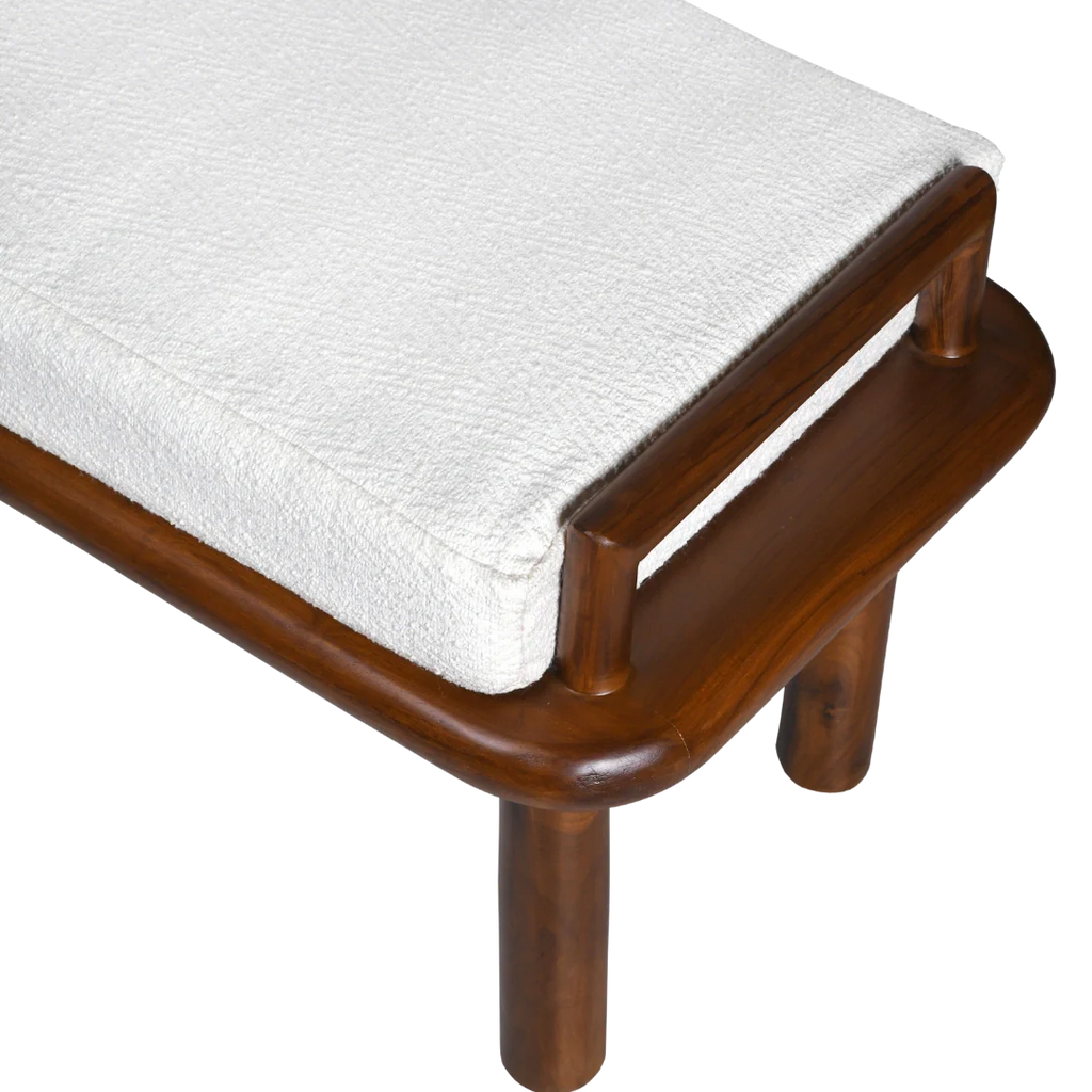 Asiago Teak Wood Upholstered Bench