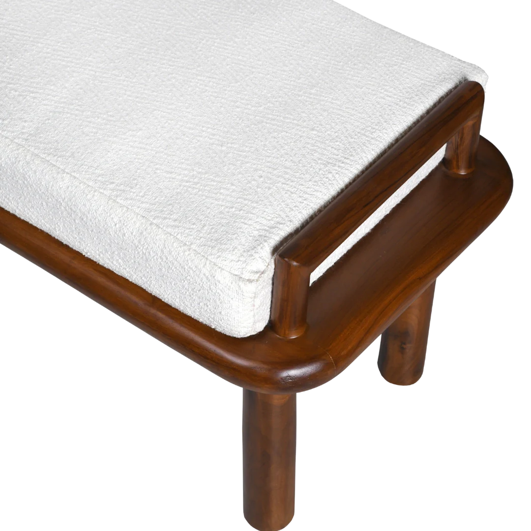Asiago Teak Wood Upholstered Bench