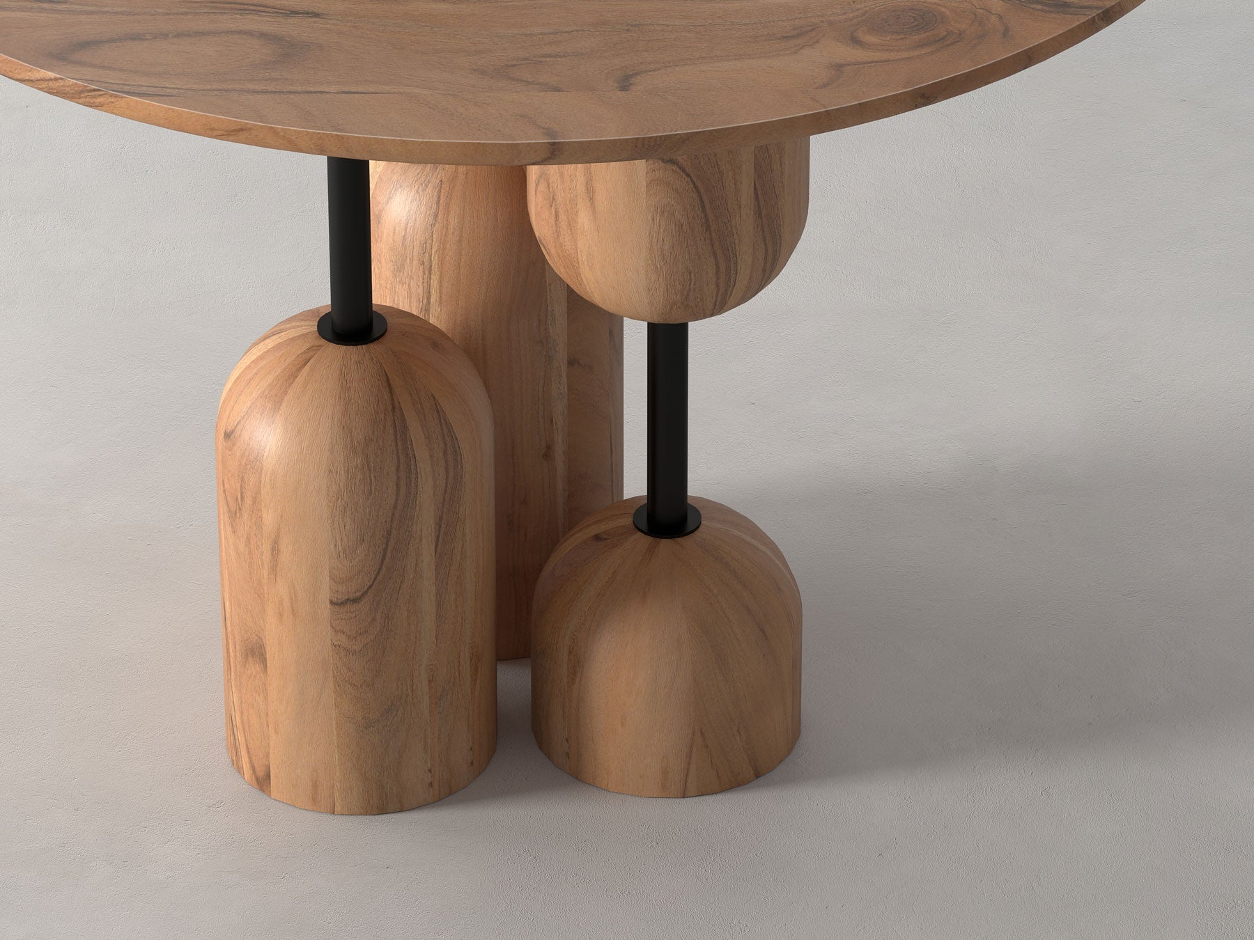 4 Seater dining table, solid acacia wood and steel