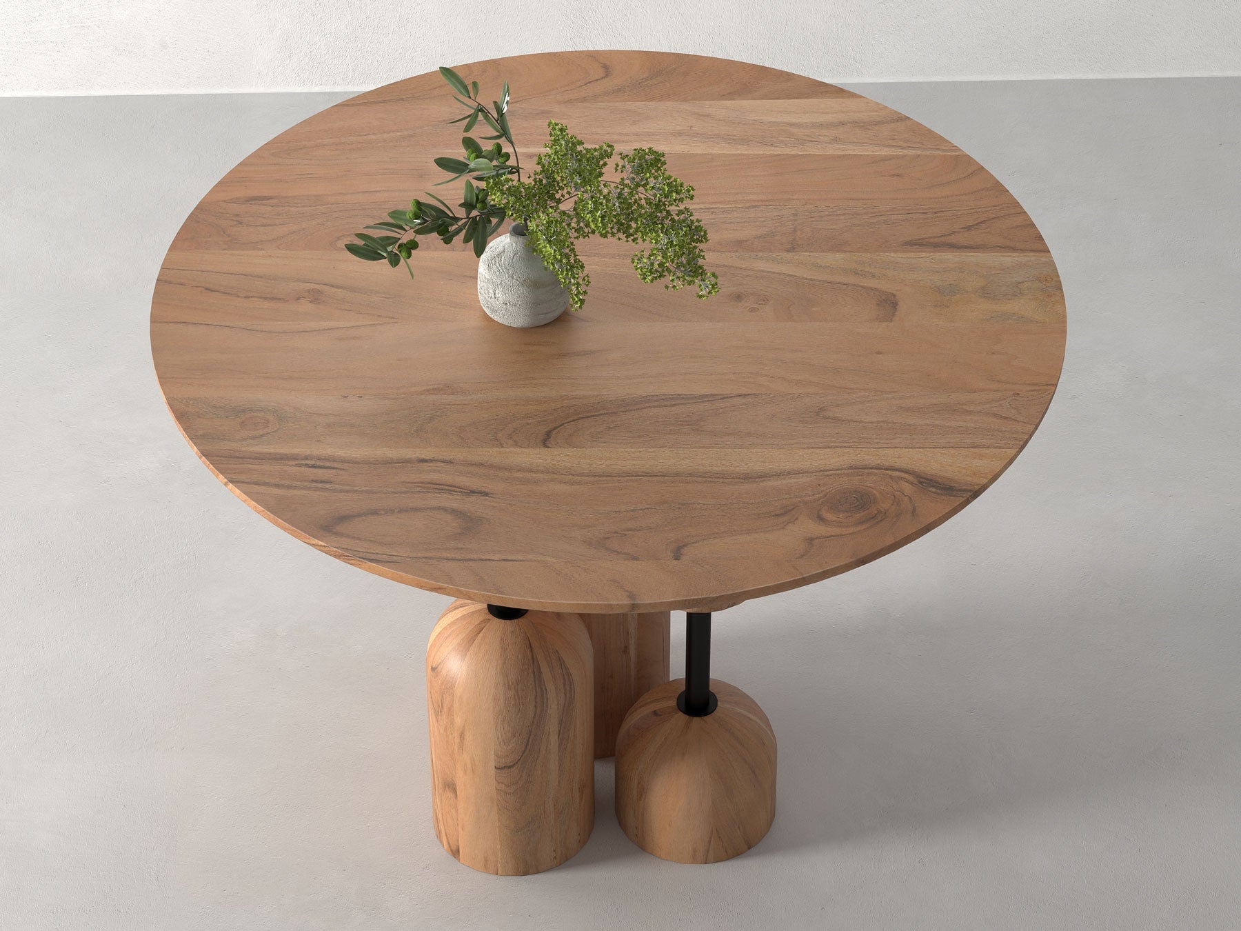 4 Seater dining table, solid acacia wood and steel