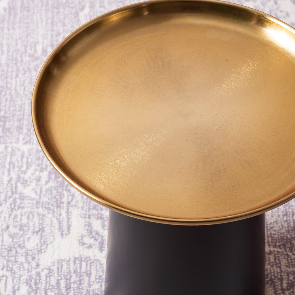 Lustrous Linea Iron-Crafted Side Table With Gold Finish Top | Nestroots