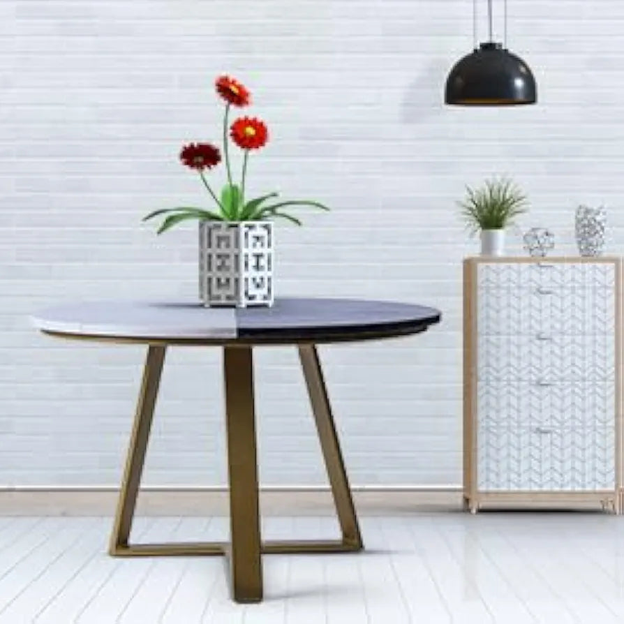 Home Tag Iron Marble Nesting Tables - Chic Two-Toned Mid-Century Modern Coffee Table with White and Black Marble Top, Durable Mild Steel Base, Compact Design, and Easy Maintenance by Home Tag Decors