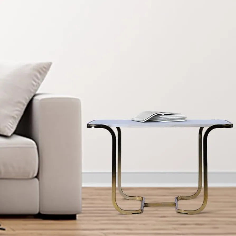 Home Tag Iron Marble Nesting Tables - Elegant Marble Nesting Table Set with Luxurious White Marble Tops, Golden Metal Frames, Versatile Nested Design, and Easy to Clean Surfaces by Home Tag Decors