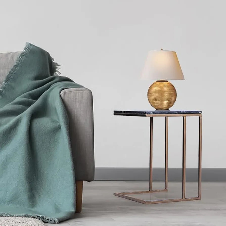 Home Tag Iron Marble End Table - Modern Marble Side Table with Sophisticated Black Marble Top, Durable Golden Metal Frame, Minimalist Design, and Easy to Clean Surface by Home Tag Decors