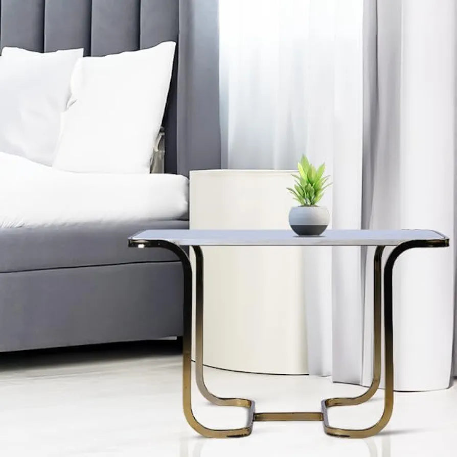 Home Tag Iron Marble Nesting Tables - Elegant Marble Nesting Table Set with Luxurious White Marble Tops, Golden Metal Frames, Versatile Nested Design, and Easy to Clean Surfaces by Home Tag Decors