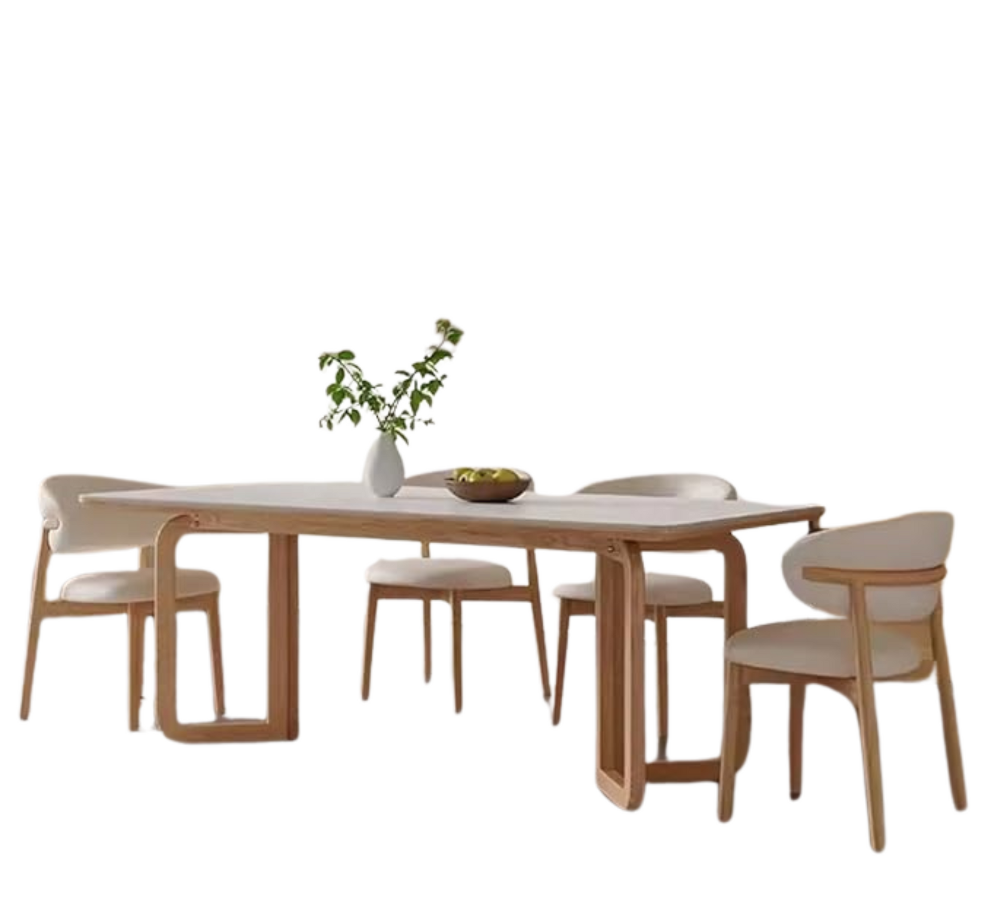 Leila Marble-Top Wooden Dining Table Set