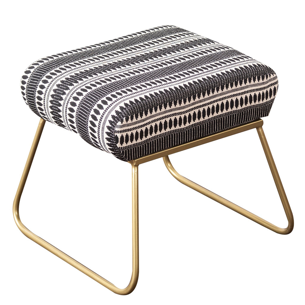 Bohemian Jacquard Metallic Stool in Black & White Color Set of 2