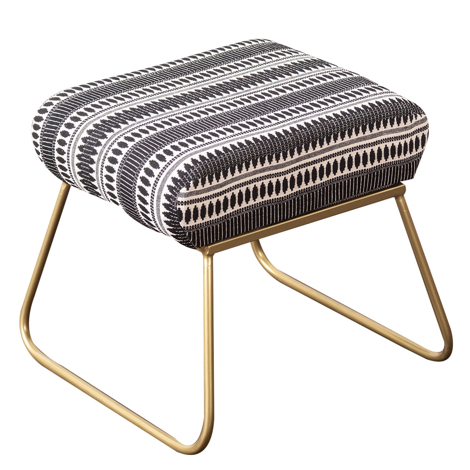 Bohemian Jacquard Metallic Stool in Black & White Color Set of 2