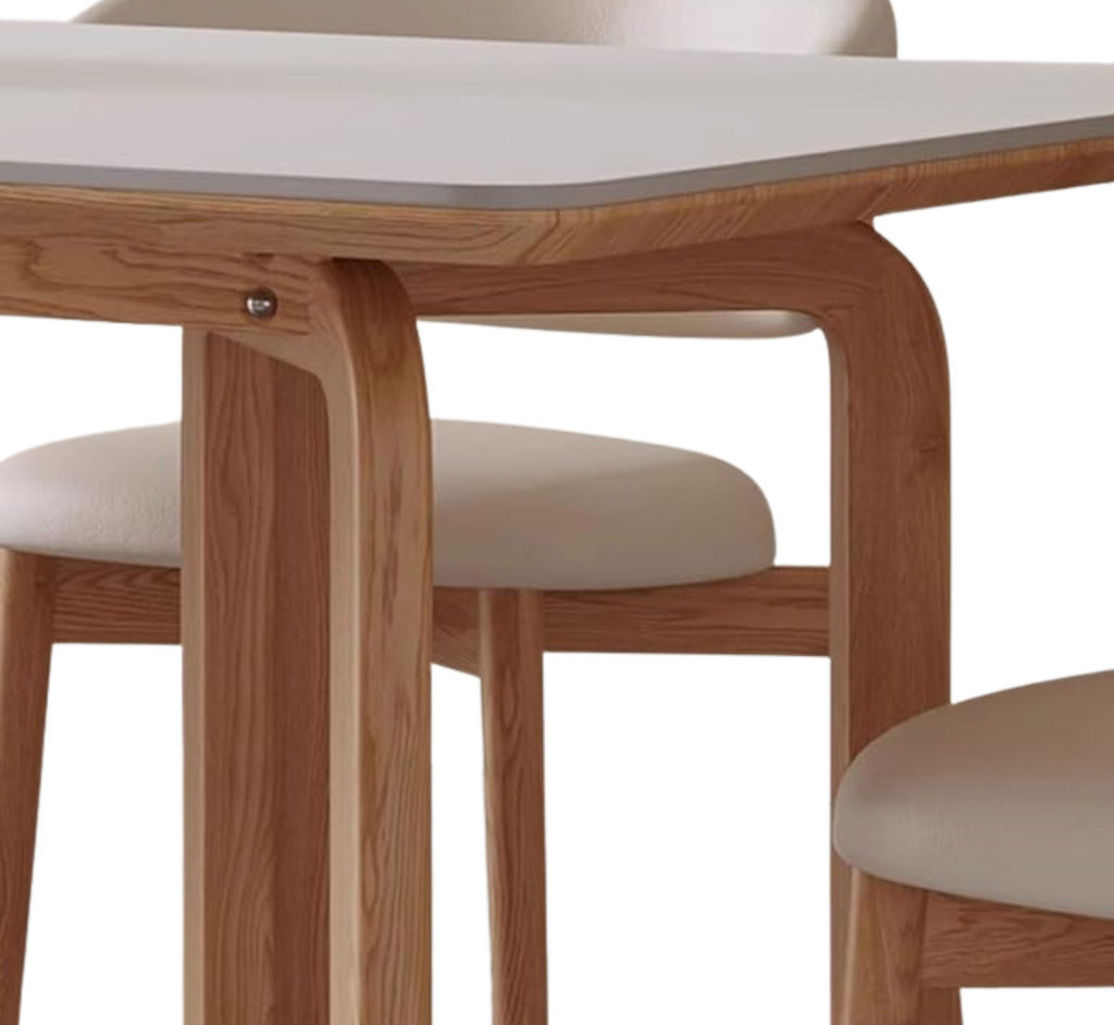 Leila Marble-Top Wooden Dining Table Set