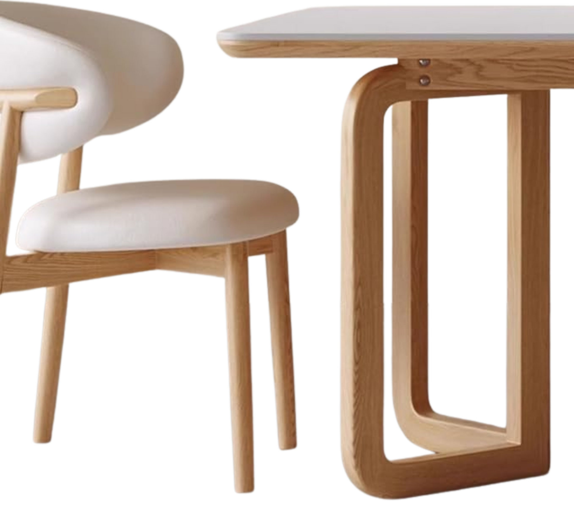 Leila Marble-Top Wooden Dining Table Set