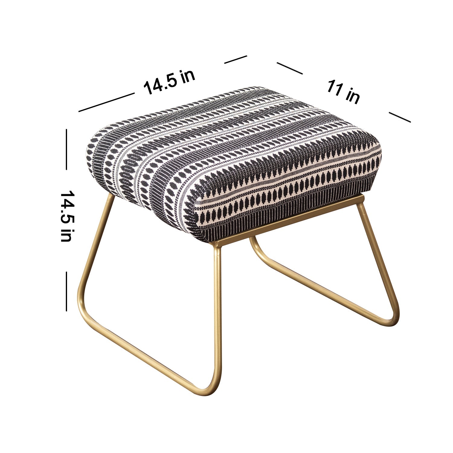 Bohemian Jacquard Metallic Stool in Black & White Color