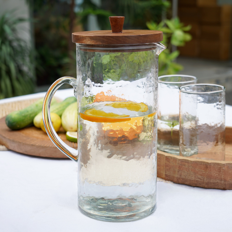 Hammered Glass Jug with Lid