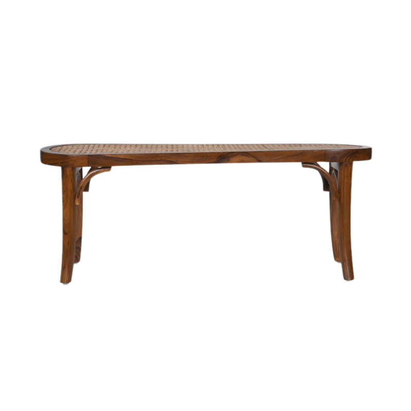 Asolo Teakwood Rattan Bench Teak Wood