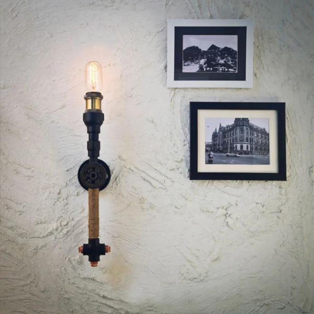 Gear Accent Industrial Rope Wall Lamp