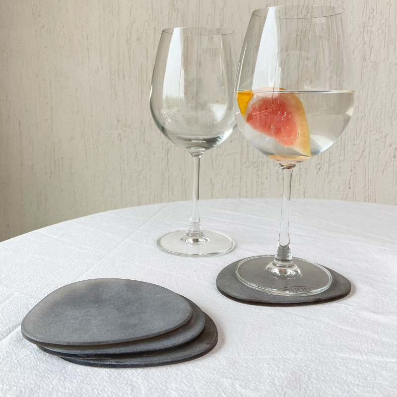 Brown Frosted Glass Coasters Set of 4