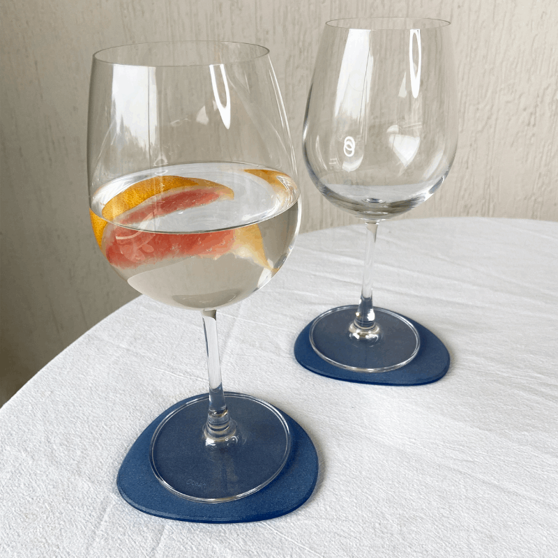 Blue Frosted Glass Coasters Set of 4