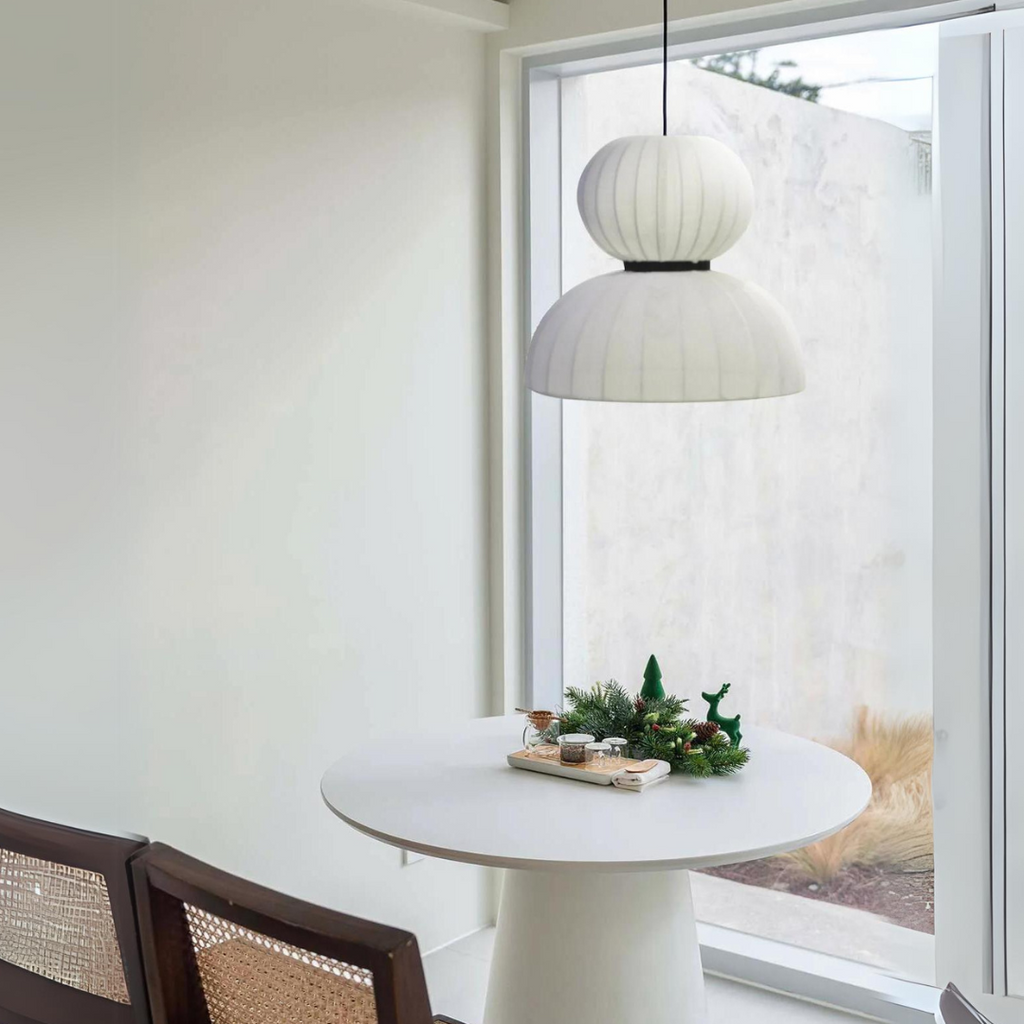 Ivory Cotton Fabric Pendant Light