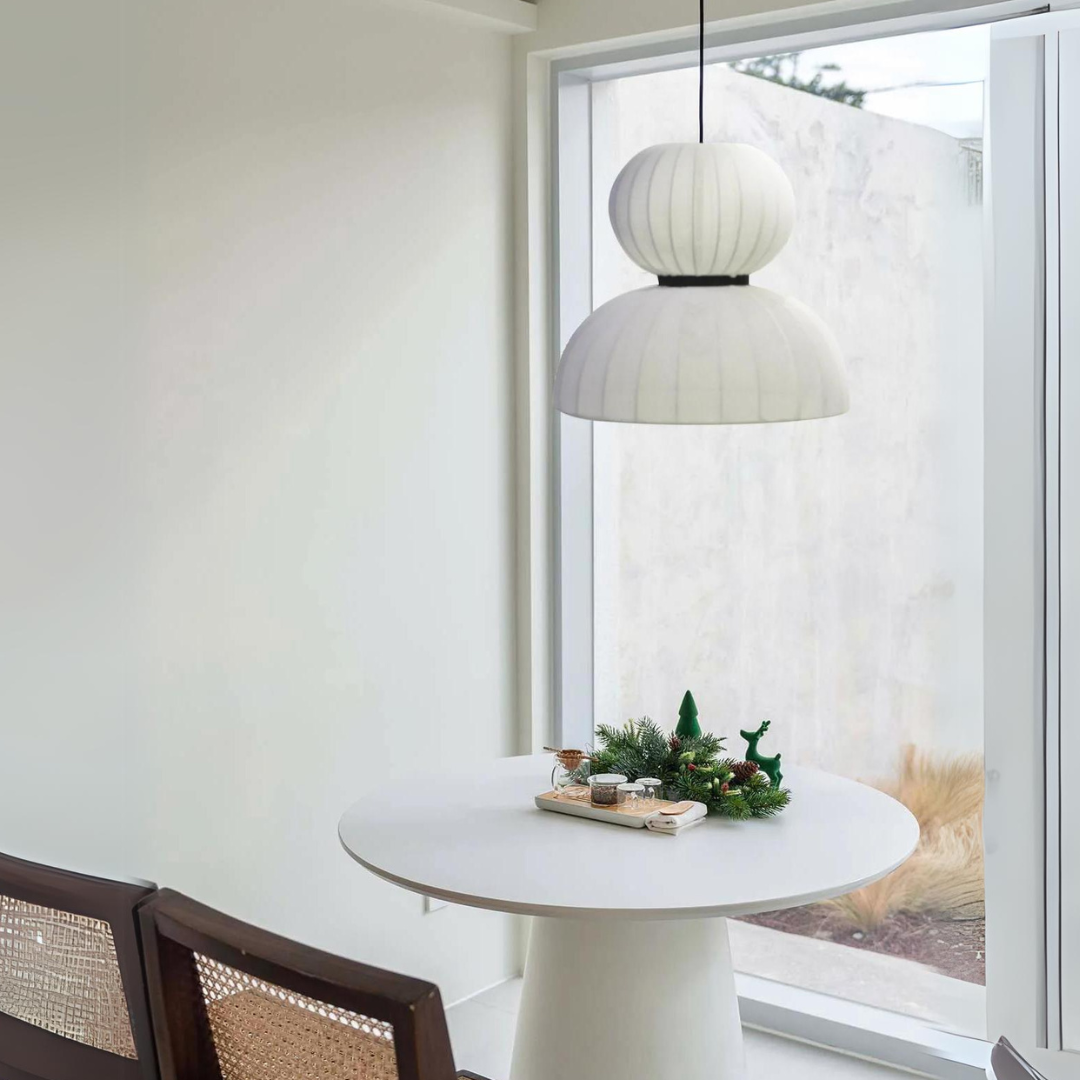 Ivory Cotton Fabric Pendant Light