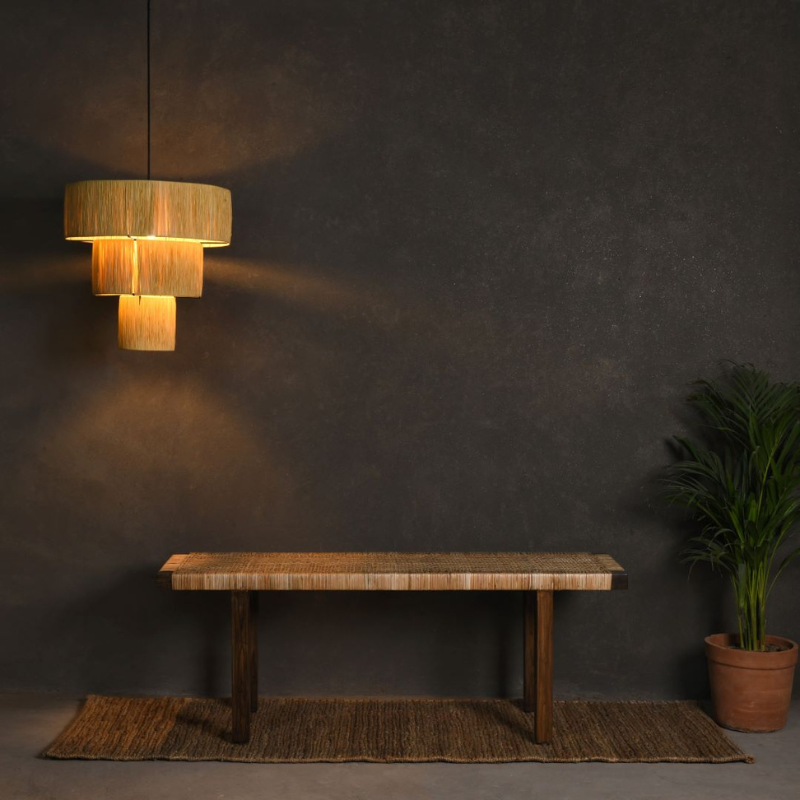 Rattan Bench Seat Wallnut