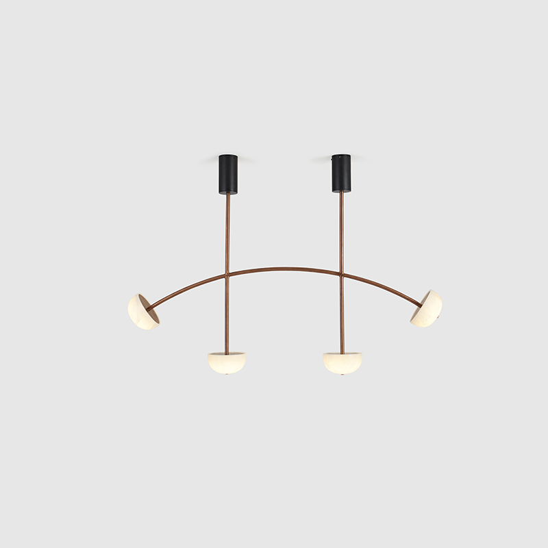 Alabaster Curve Chandelier - Rose Gold