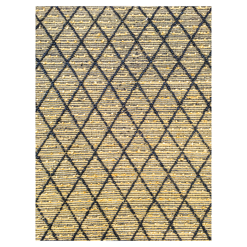 Hemp Hand Woven Rug: Blue Diamond Loop