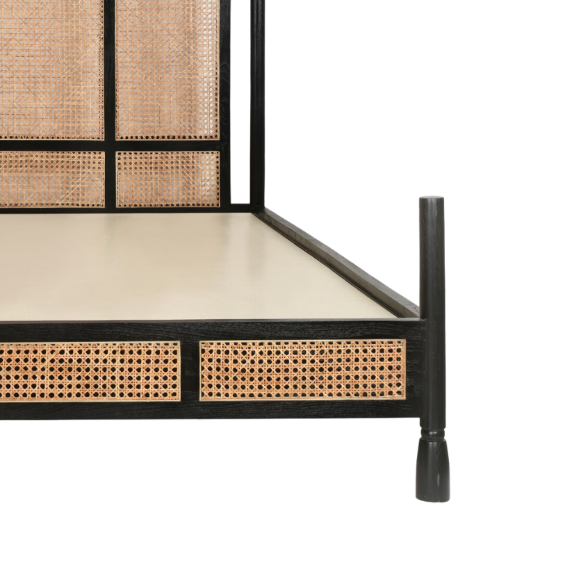 Noirra Cane Teak Wood Poster Bed