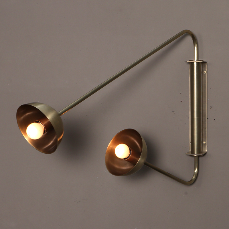Float Two Arm Wall Sconce Brass Dome