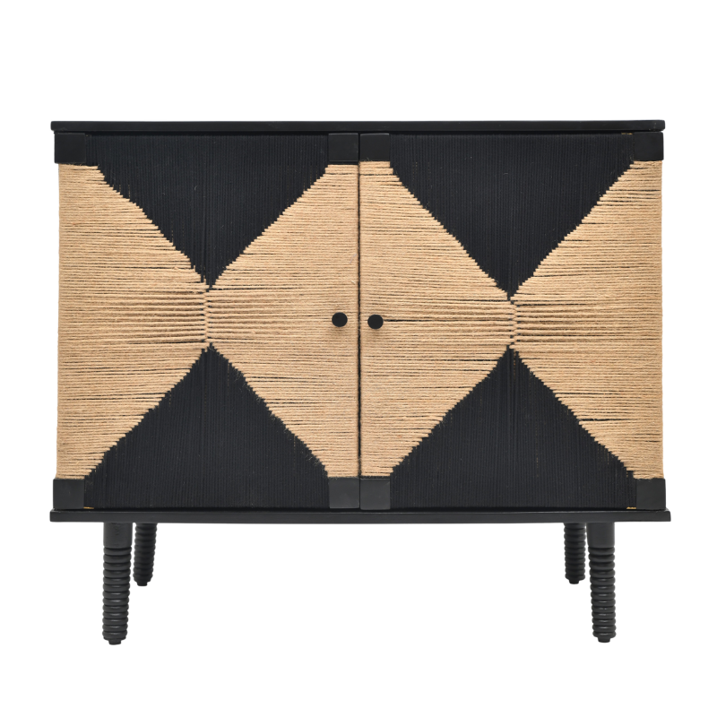 Rush Weave Black Colour Storage Cabinet