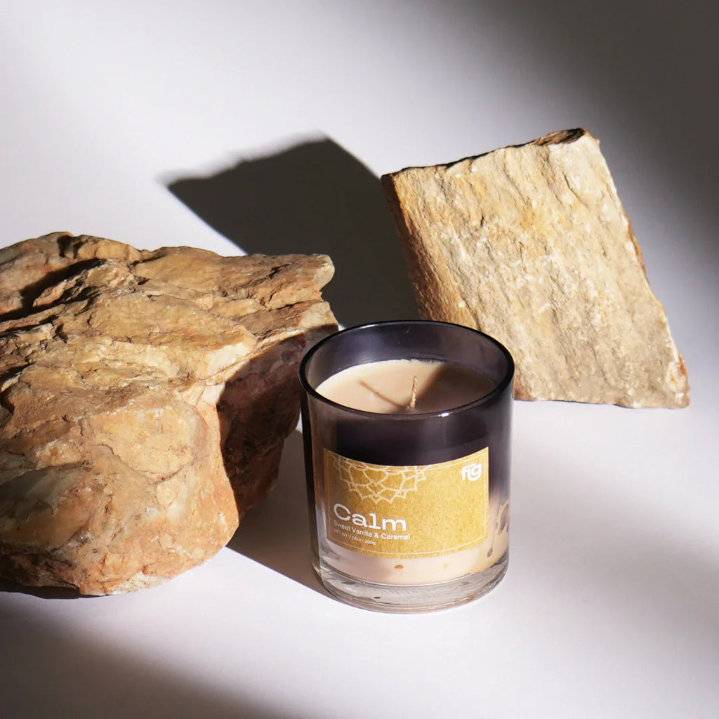 Calm Vanilla & Caramel Vegan Wax Candle - Palm Wax Scented