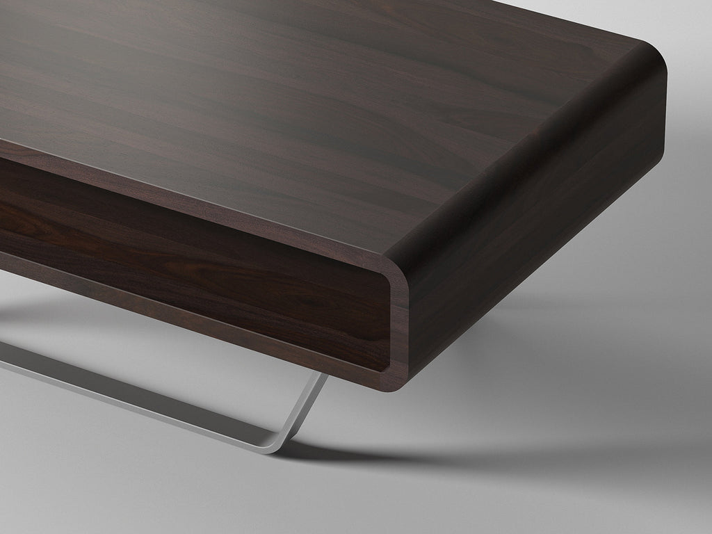 Coffee table, solid sheesham wood and steel