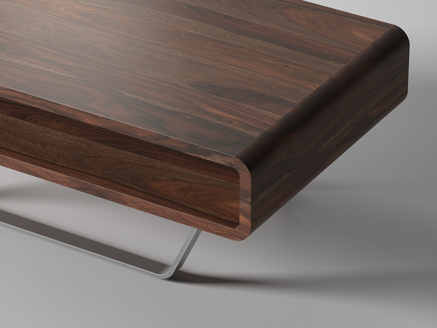 Coffee table, solid sheesham wood and steel