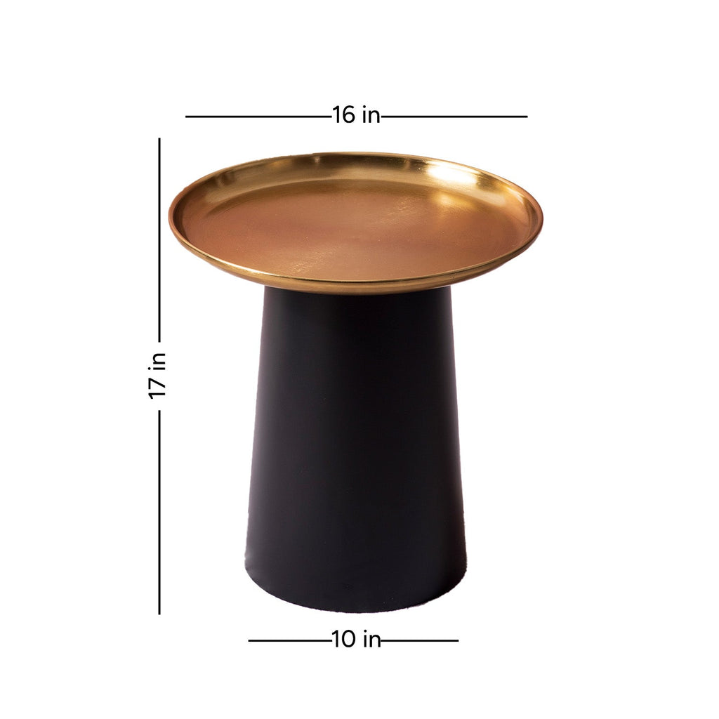 Lustrous Linea Iron-Crafted Side Table With Gold Finish Top | Nestroots
