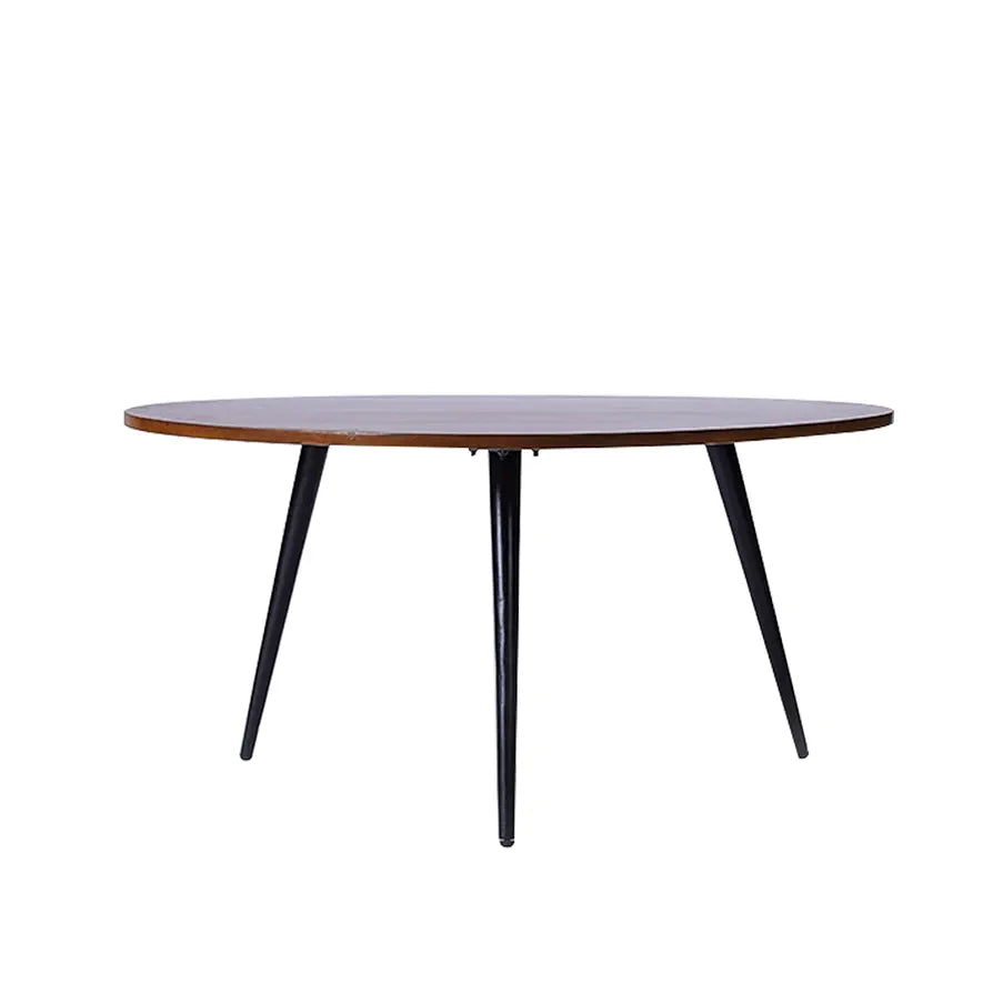 Home Tag Iron Wooden Nesting Tables - Mid-Century Modern Round Wooden Coffee Table with Warm Wooden Top, Tapered Metal Legs, Timeless Design, and Spacious Surface by Home Tag Decors