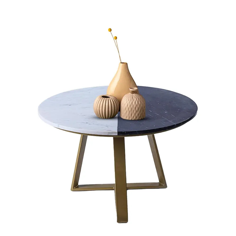 Home Tag Iron Marble Nesting Tables - Chic Two-Toned Mid-Century Modern Coffee Table with White and Black Marble Top, Durable Mild Steel Base, Compact Design, and Easy Maintenance by Home Tag Decors