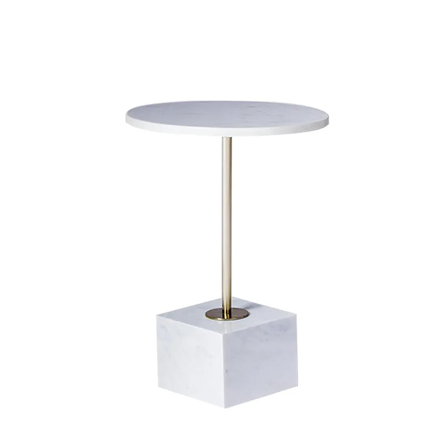 Home Tag Iron Marble End Table - Marble-Top Accent Table with Elegant Marble Surface, Slim Metal Post, Solid Square Base, and Durable Low Maintenance Design by Home Tag Decors
