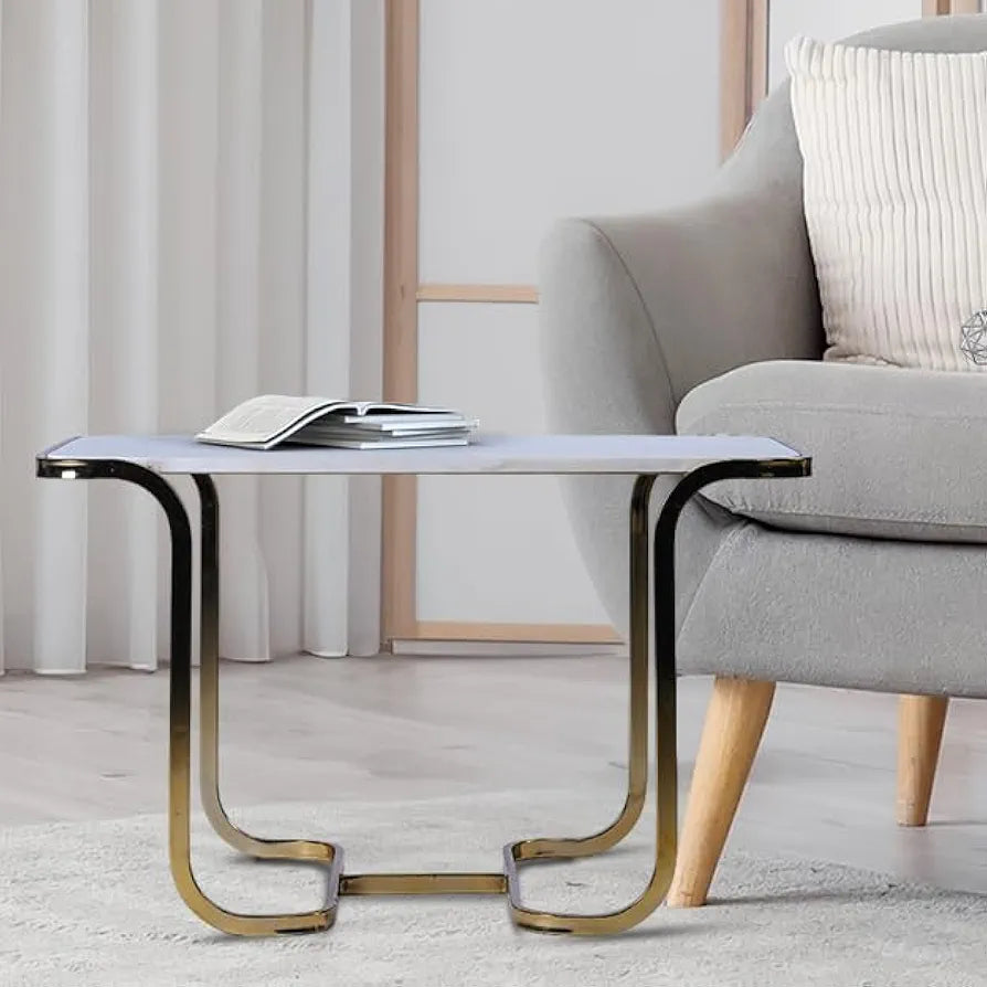 Home Tag Iron Marble Nesting Tables - Elegant Marble Nesting Table Set with Luxurious White Marble Tops, Golden Metal Frames, Versatile Nested Design, and Easy to Clean Surfaces by Home Tag Decors