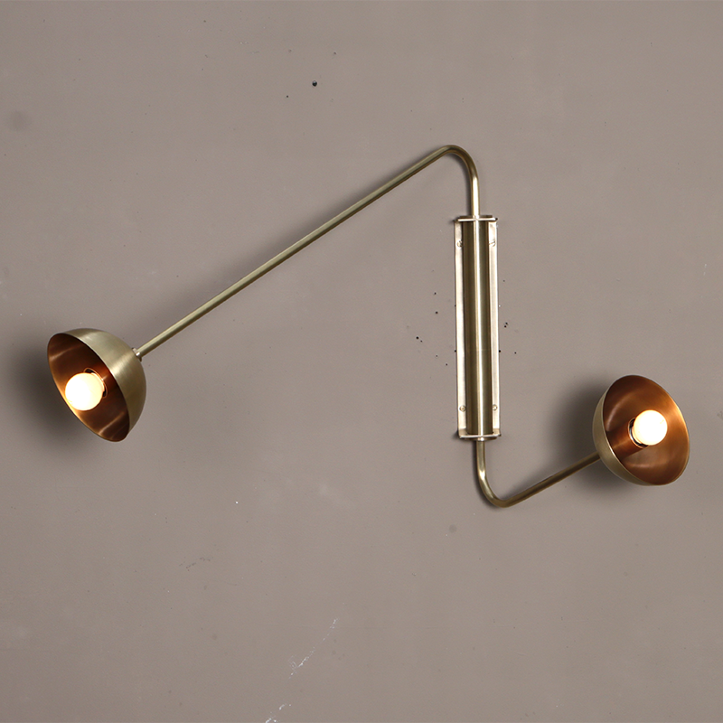 Float Two Arm Wall Sconce Brass Dome