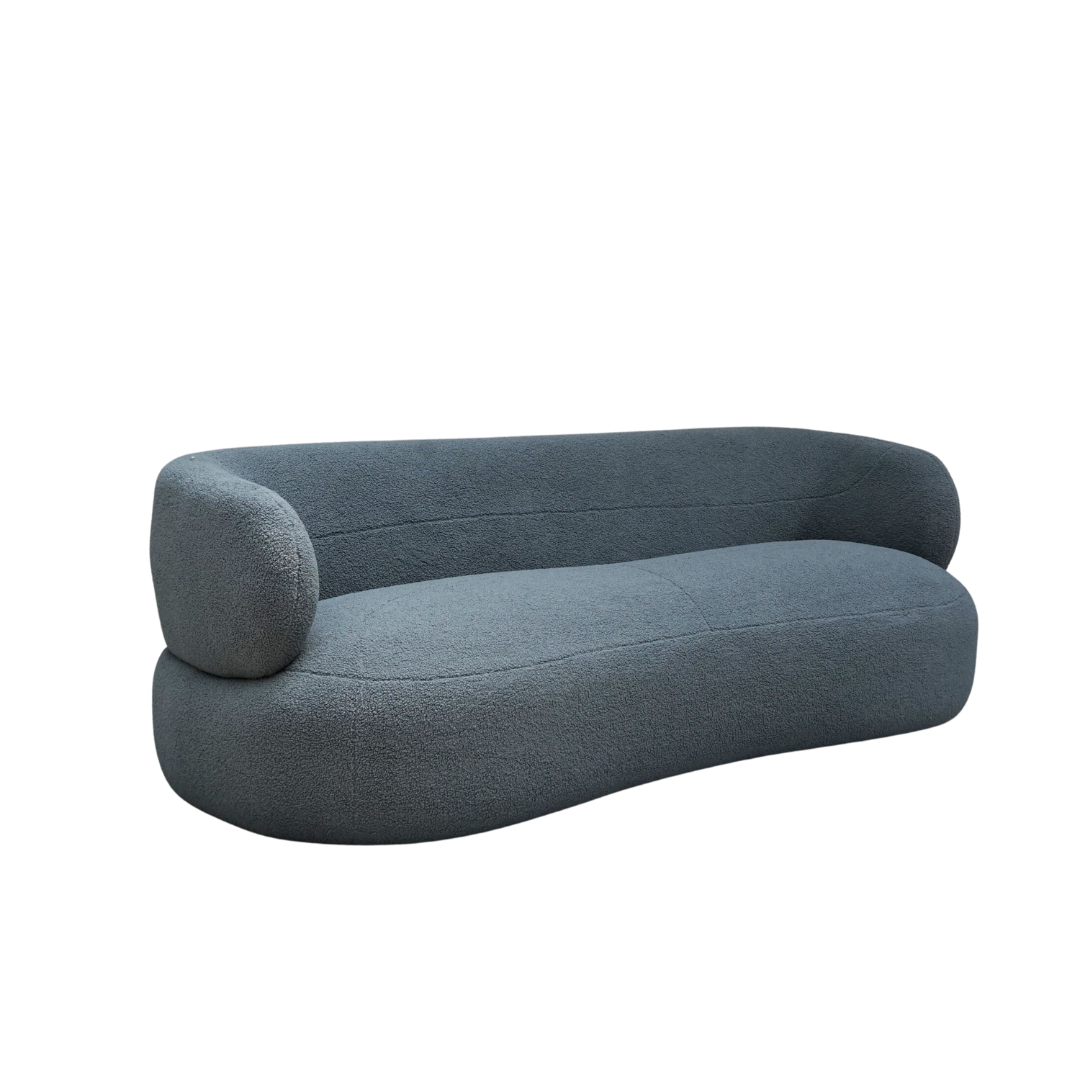 Faye Three Seater Bouclé Sofa - Slate Grey