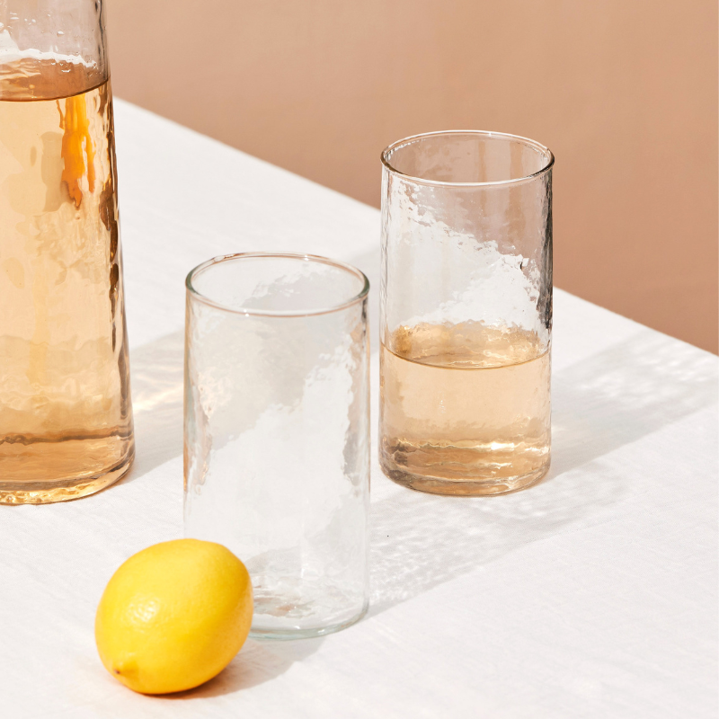 Hammered Glasses and Carafe