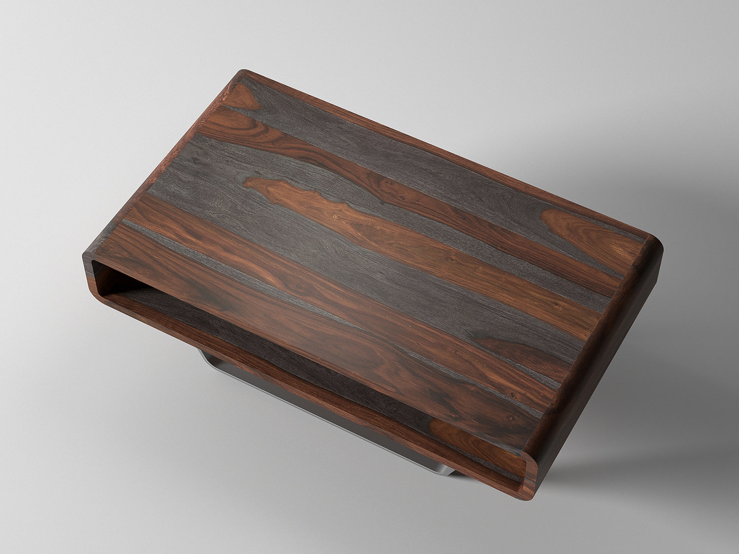 Coffee table, solid sheesham wood and steel