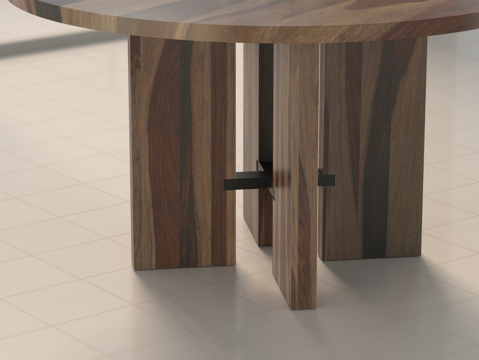 6 Seater dining table, solid sheesham wood and steel