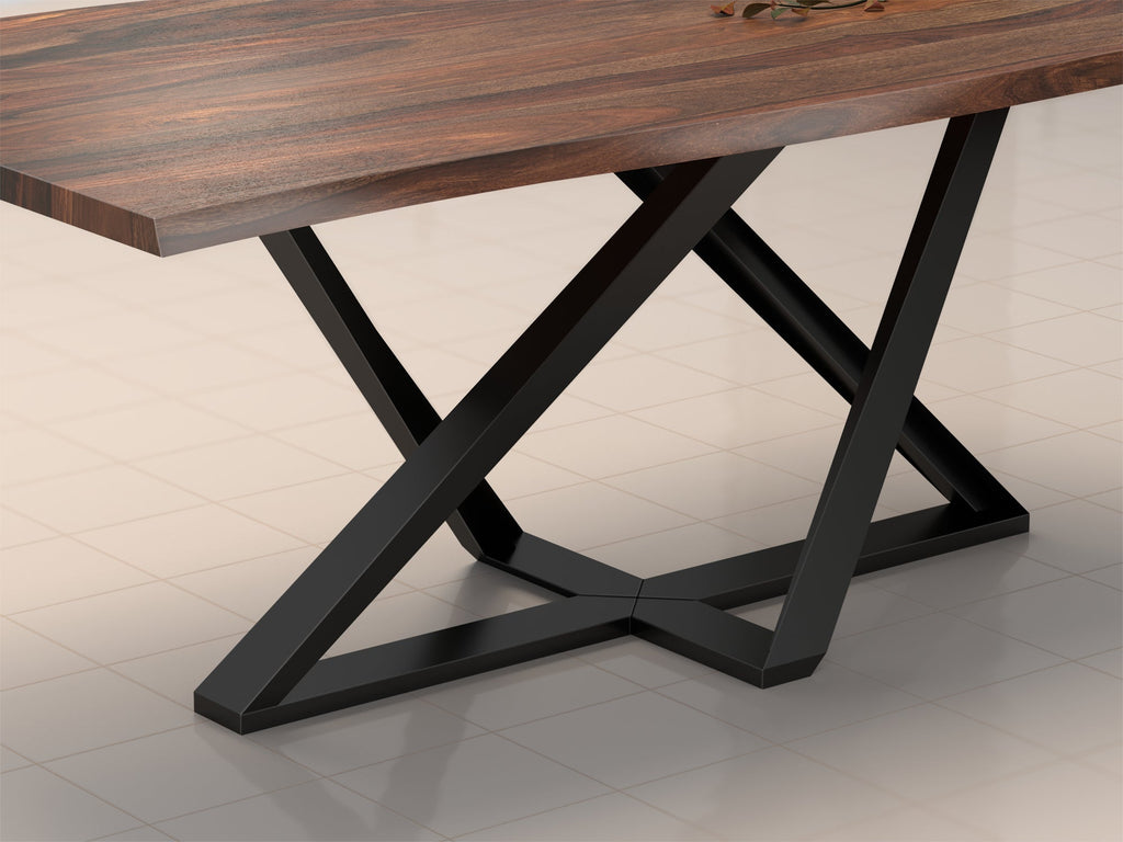 6 Seater dining table, solid sheesham wood and steel