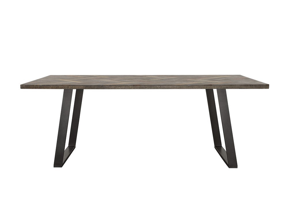 6 Seater dining table, solid mango wood and steel