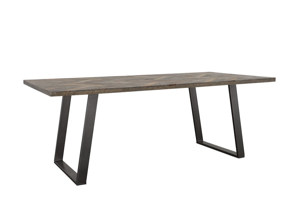 6 Seater dining table, solid mango wood and steel