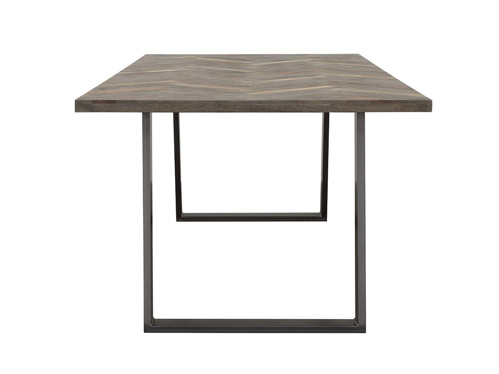 6 Seater dining table, solid mango wood and steel