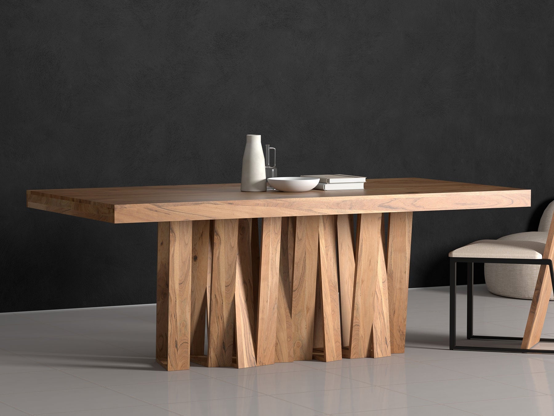 6-8 Seater dining table, solid acacia wood