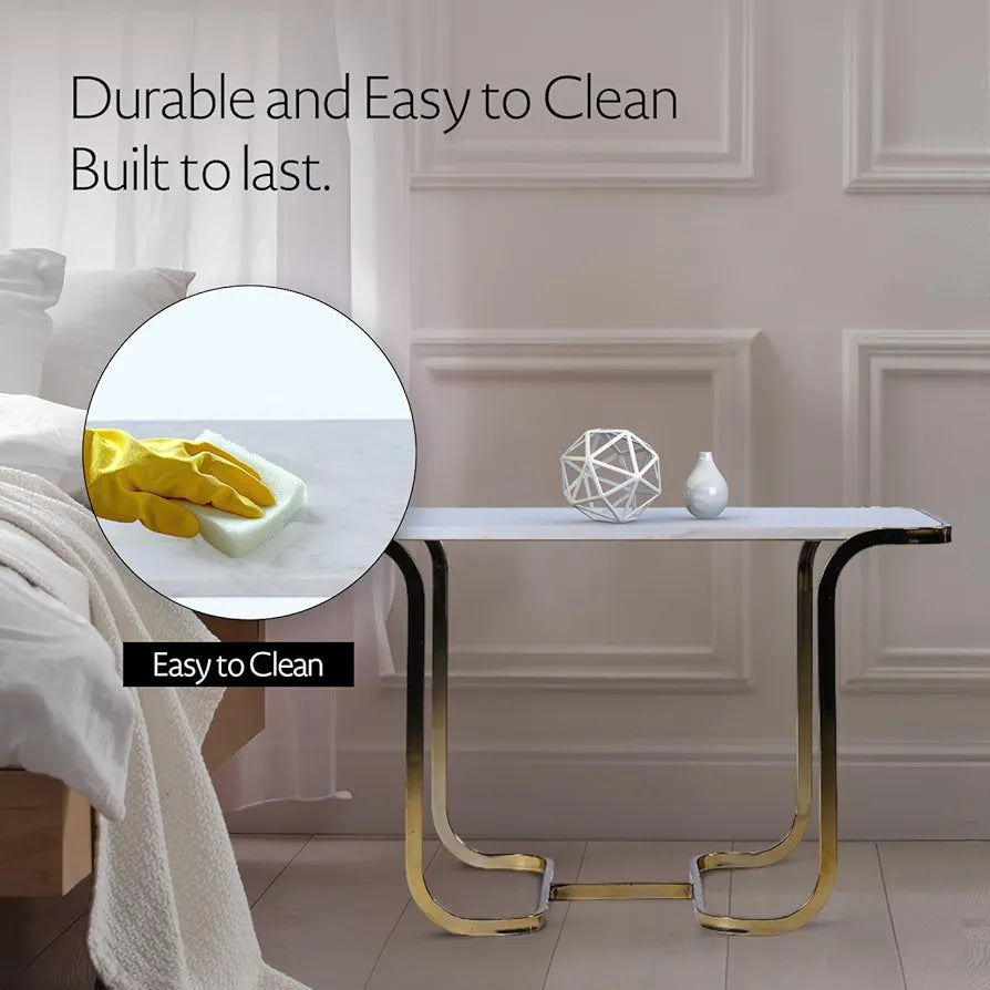 Home Tag Iron Marble Nesting Tables - Elegant Marble Nesting Table Set with Luxurious White Marble Tops, Golden Metal Frames, Versatile Nested Design, and Easy to Clean Surfaces by Home Tag Decors